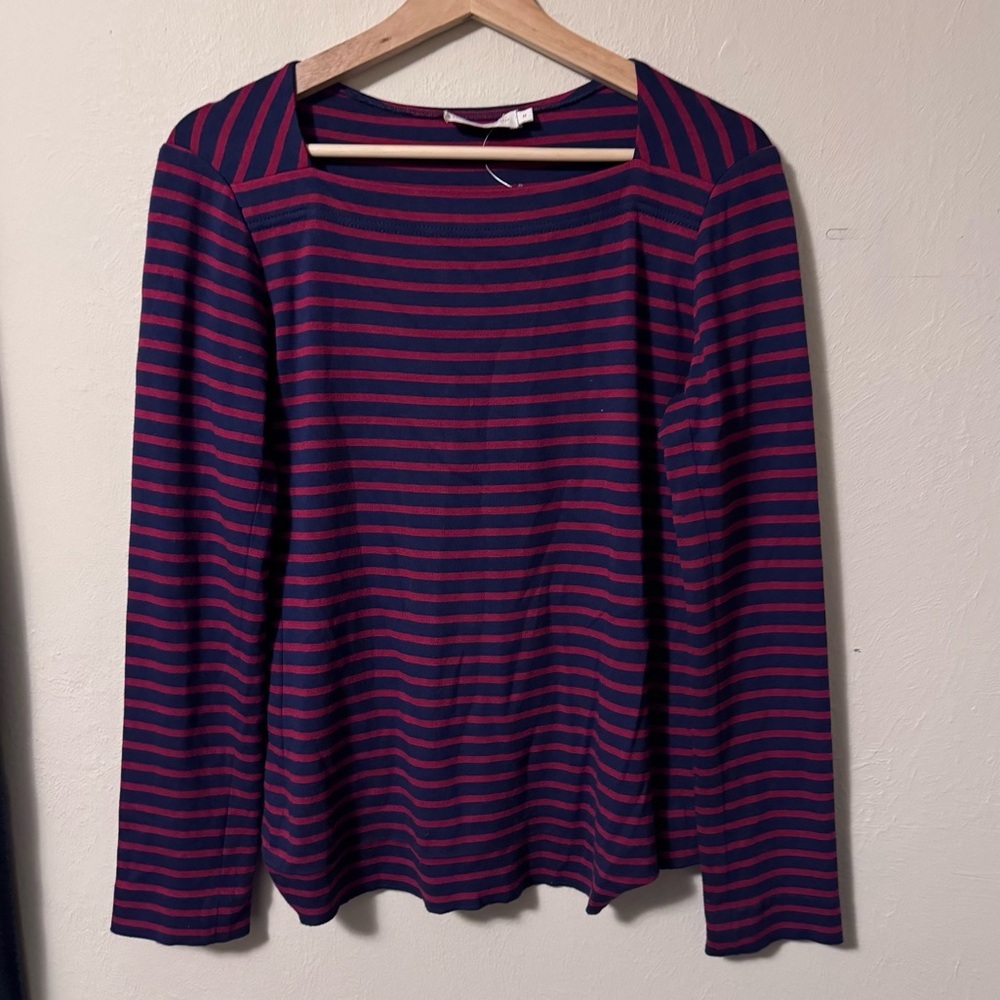 Tory Burch boatneck callan top striped navy and red Size Medium